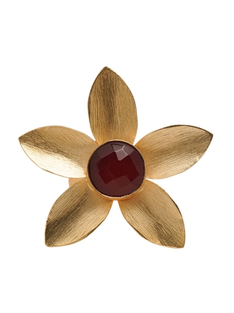 

Shoshaa Women Gold-Plated Red Stone-Studded Handcrafted Ring