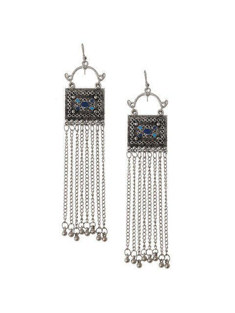 

Silvermerc Designs Silver-Plated & Blue Quirky Drop Earrings
