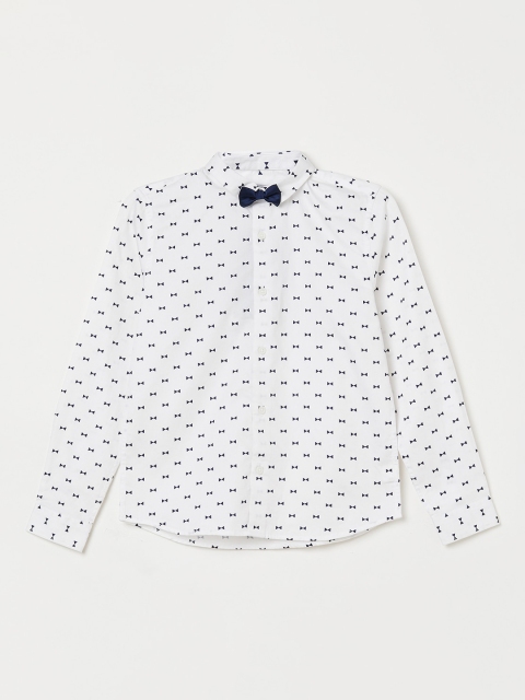 

Juniors by Lifestyle Boys White Slim Fit Printed Casual Shirt
