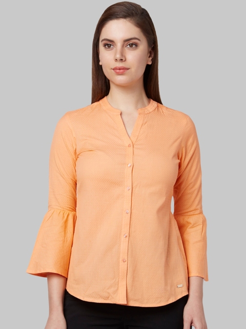 

Park Avenue Woman Orange Self Design Shirt Style Top