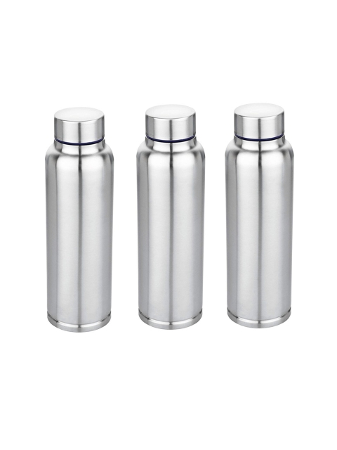 

smart serve Set of 3 Silver-Toned Solid Stainless Steel Water Bottle