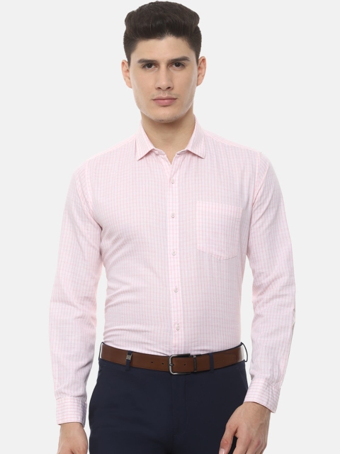 

Van Heusen Men Pink Slim Fit Checked Formal Shirt