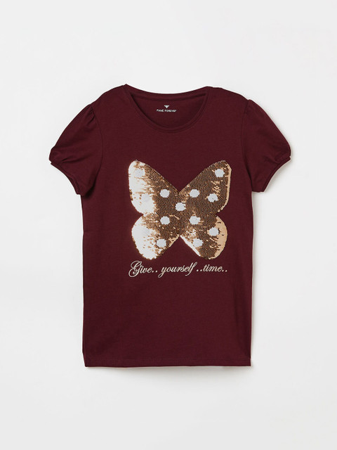 

Fame Forever by Lifestyle Girls Burgundy Embellished Top