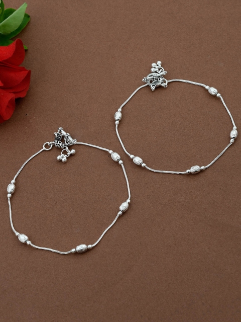 

Silvermerc Designs Set of 2 Oxidised Silver-Plated Handcrafted Anklets