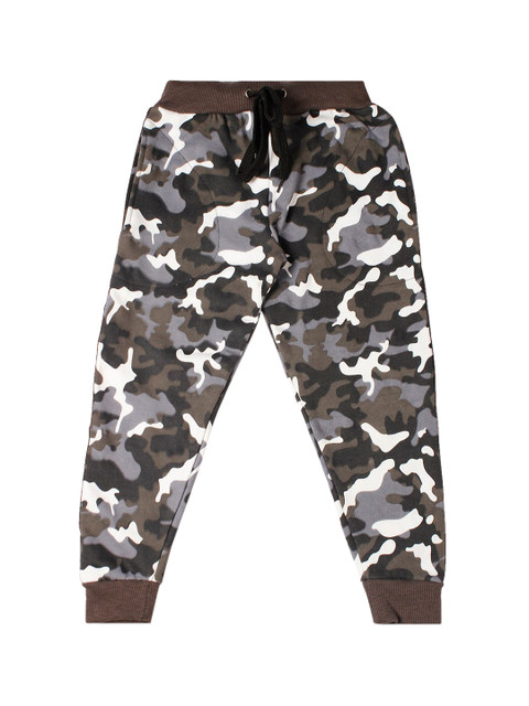 

RAINE AND JAINE Boys Olive Brown & Black Camouflage Printed Straight Fit Joggers