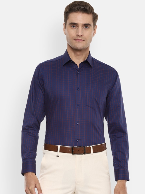 

Van Heusen Men Blue & Red Regular Fit Checked Formal Shirt