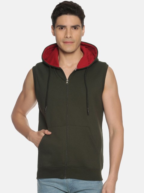 

IVOC Men Olive Green Solid Hooded Sweatshirt
