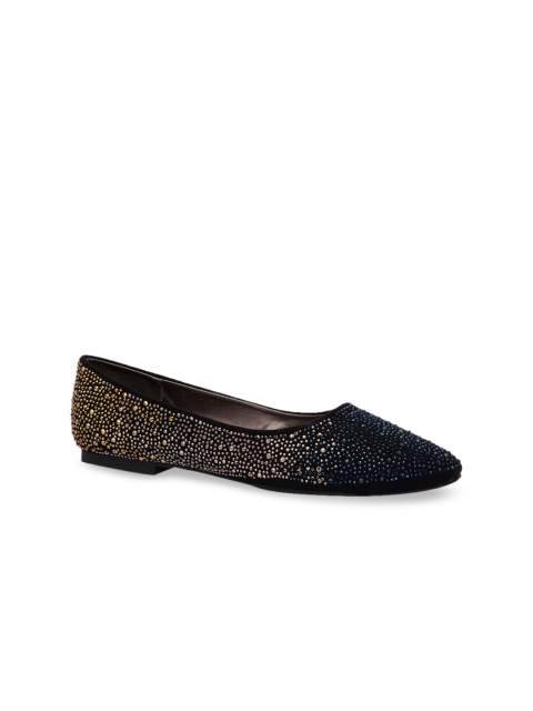 

Inc 5 Women Black Embellished Synthetic Suede Ballerinas