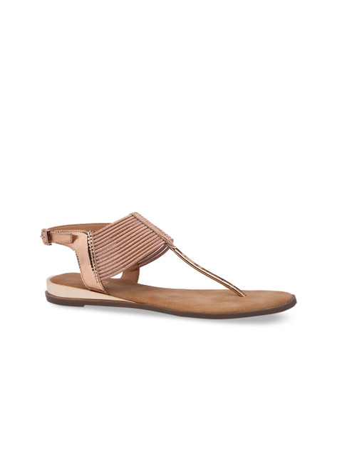 

Inc 5 Women Rose Gold Textured T-Strap Flats