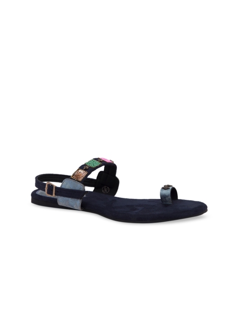Inc 5 Women Navy Blue Embellished One Toe Flats