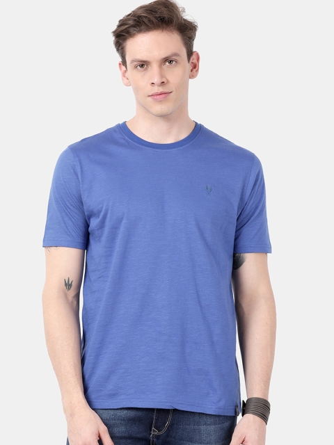 

VUDU Men Blue Solid Round Neck T-shirt