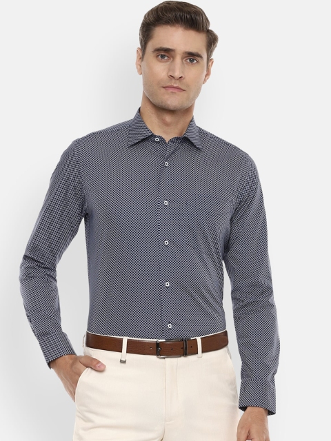 

Van Heusen Men Navy Blue & White Slim Fit Printed Formal Shirt