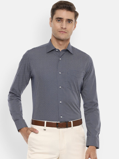 

Van Heusen Men Navy Blue & White Slim Fit Printed Formal Shirt