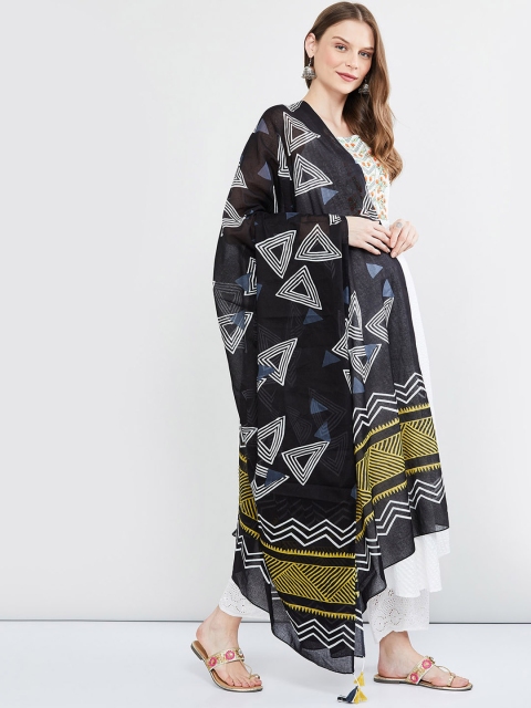 

max Black & White Printed Cotton Dupatta