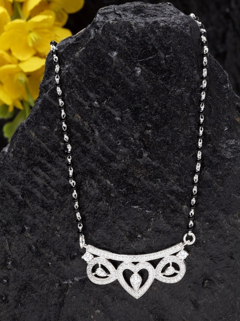 

Clara 925 Sterling Silver & Black Beaded Zirconia Stone-Studded Eden Mangalsutra