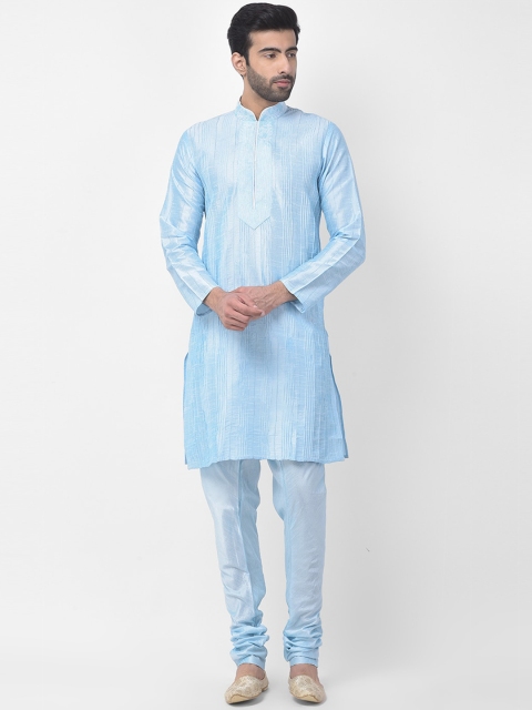 

SG LEMAN Men Turquoise Blue Solid Kurta with Pyjamas