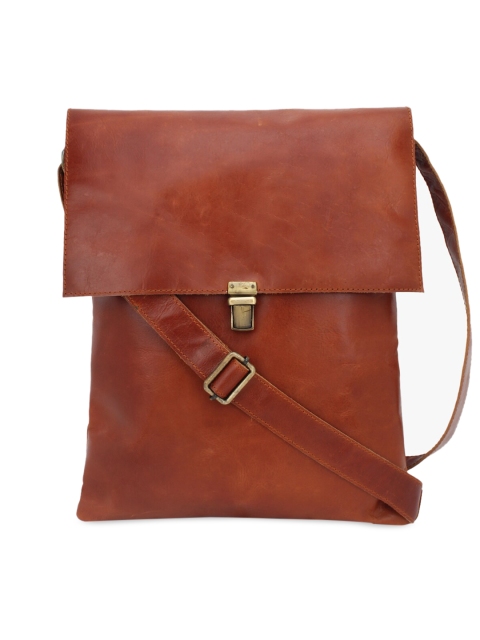 

Women Tan Solid Genuine Leather Messenger Bag