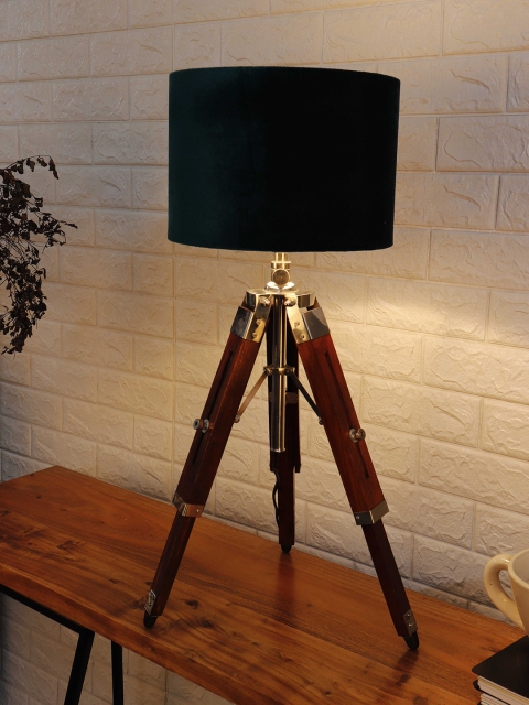 

Grated Ginger Green & Brown Self Design Contemporary Table Lamp with Shade