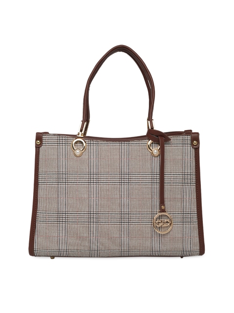 

Globus Coffee Brown Checked Handheld Bag