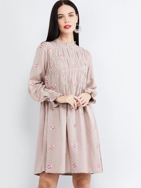 

max Women Dusty Pink Embroidered A-Line Dress