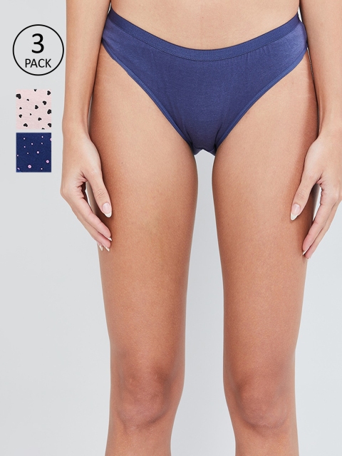 

Max Women Pack of 3 Bikini Briefs NOOSWIN19LH05, Navy blue