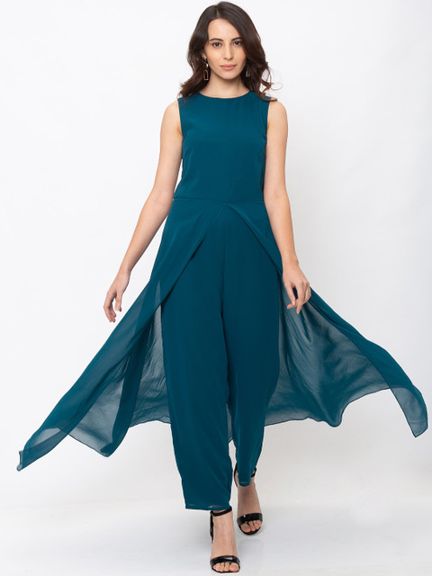 

Iti Women Teal Solid Basic Jumpsuit