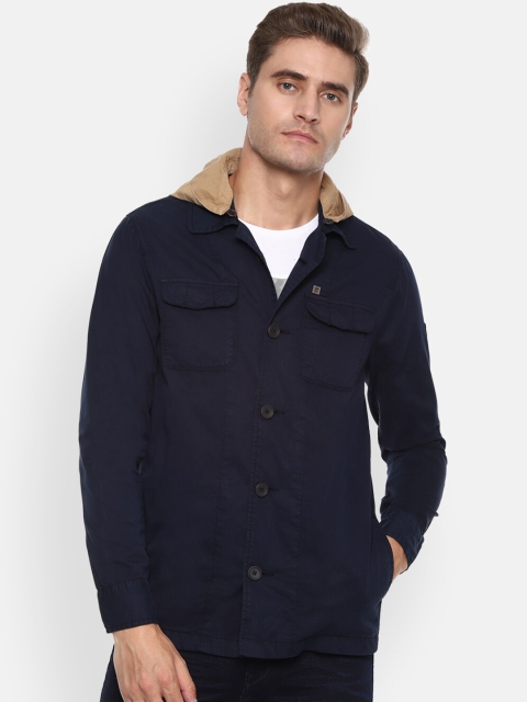 

Louis Philippe Jeans Men Navy Blue Solid Tailored Jacket