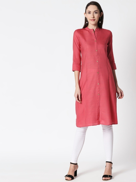 

HUUR Women Pink Solid A-Line Kurta