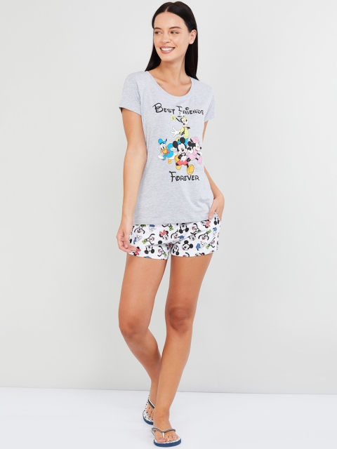 

max Women Grey & White Printed Night Suit