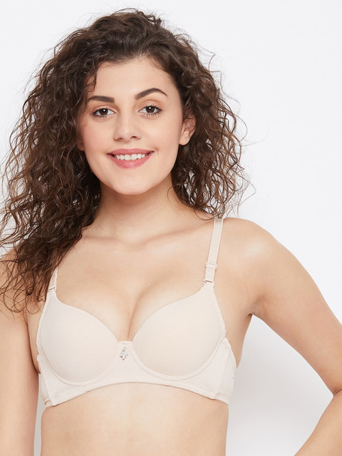 

SECRETS BY ZEROKAATA Nude-Coloured Solid Underwired Lightly Padded T-shirt Bra SZSKN7102