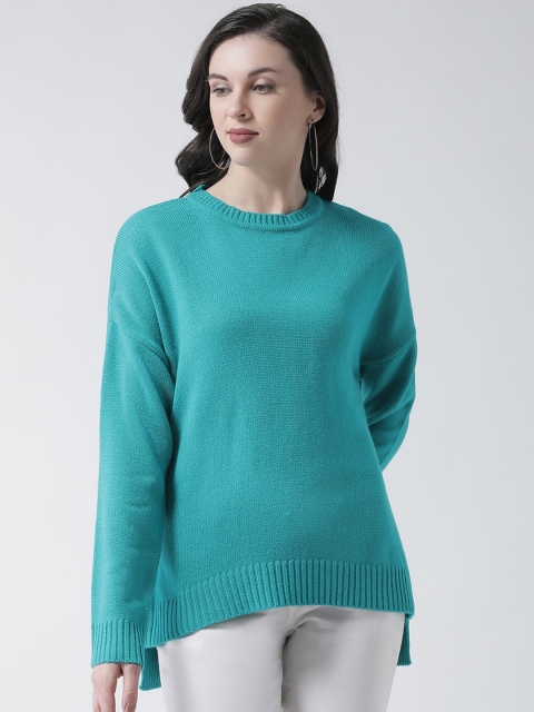 

Club York Women Sea Green Solid Pullover Sweater