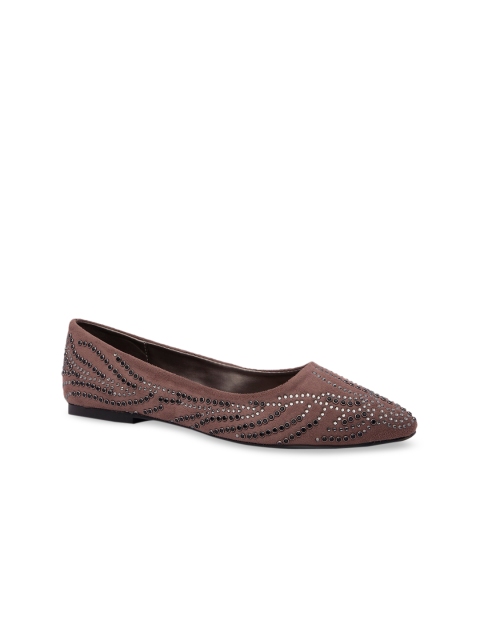 

Inc 5 Women Brown Solid Synthetic Suede Ballerinas
