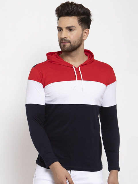 

KATSO Men Red & Black Colourblocked Polo Collar T-shirt