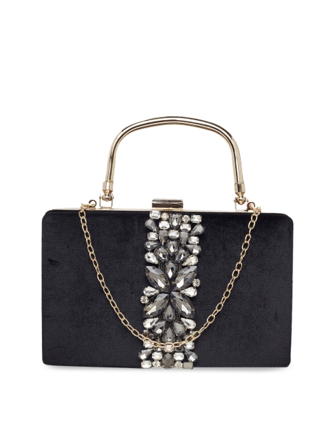 

Globus Black Embroidered Clutch