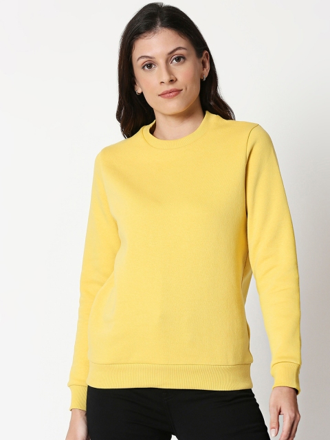 

Bewakoof Women Yellow Solid Pullover Sweater