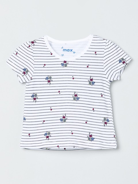 

max Girls Off-White Striped V-Neck T-shirt