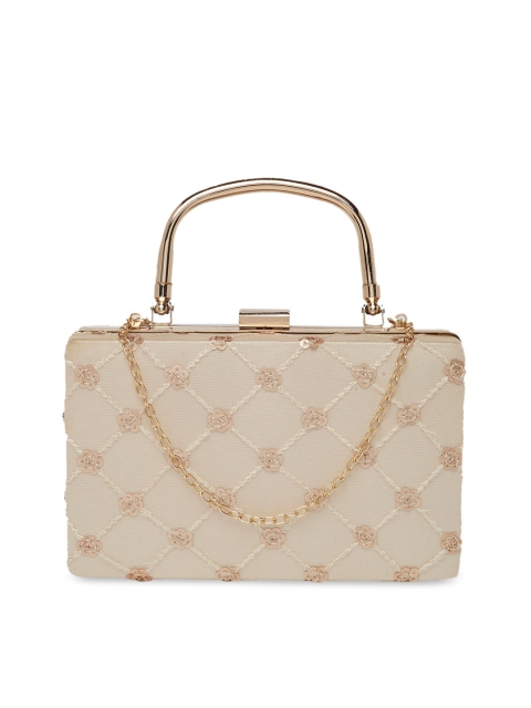 

Globus Cream-Coloured Embroidered Box Clutch