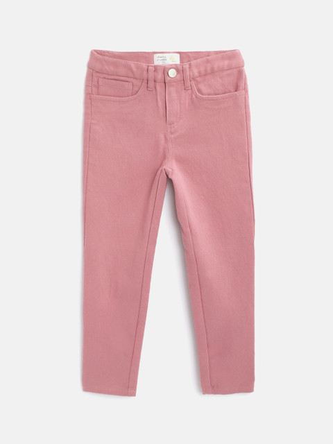 

Cherry Crumble Girls Pink Regular Fit Solid Regular Trousers