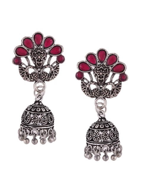 

Silvermerc Designs Silver & Pink Dome Shaped Jhumkas