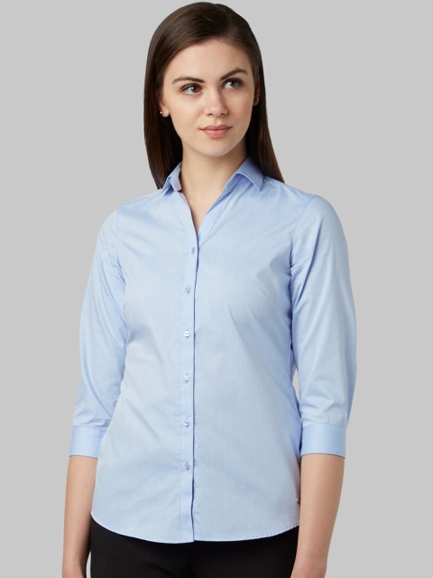 

Park Avenue Woman Blue Regular Fit Solid Casual Shirt