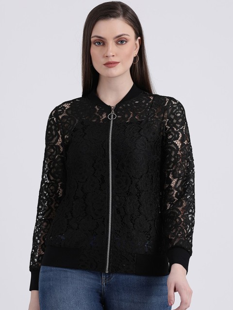 

Zink London Women Black Self Design Bomber