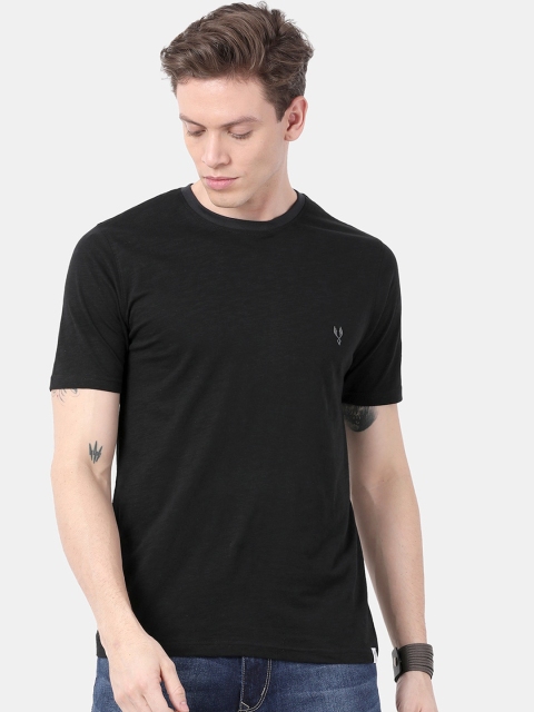 

VUDU Men Black Solid Round Neck T-shirt