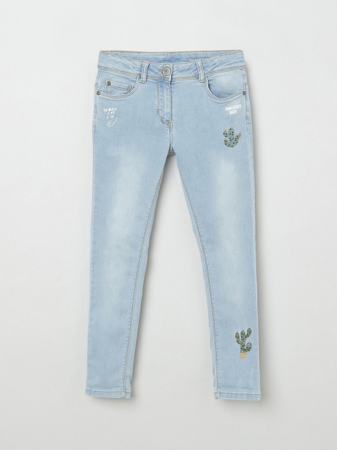 

max Girls Blue Slim Fit Mid-Rise Low Distress Stretchable Jeans