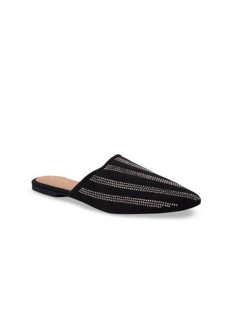

Rocia Women Black Striped Faux Fur Mules