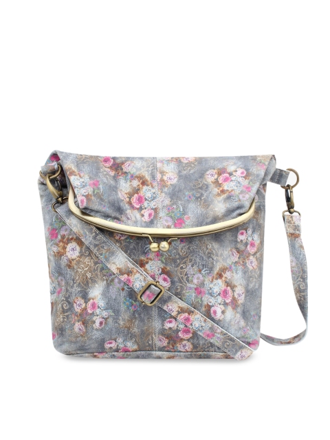 

Women Grey Printed Genuine Leather Messenger Bag