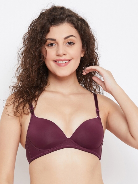 

SECRETS BY ZEROKAATA Burgundy Solid Non-Wired Lightly Padded Everyday Bra SZWIN11