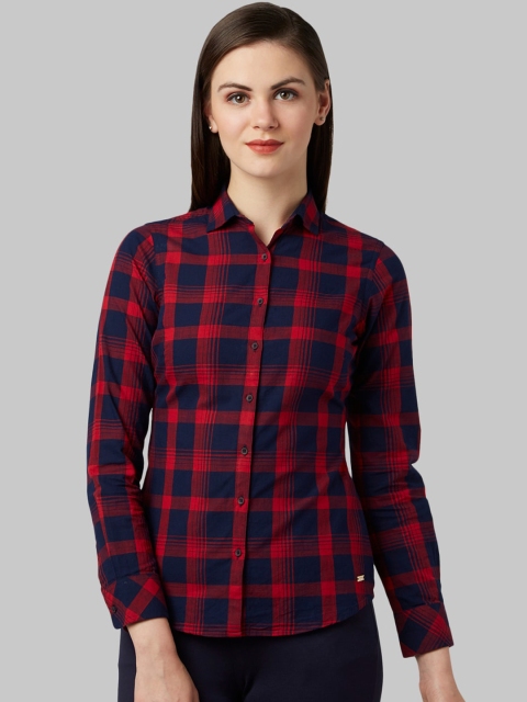 

Park Avenue Woman Blue & Red Regular Fit Checked Casual Shirt
