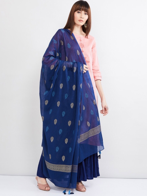 

max Women Blue Printed Cotton Dupatta