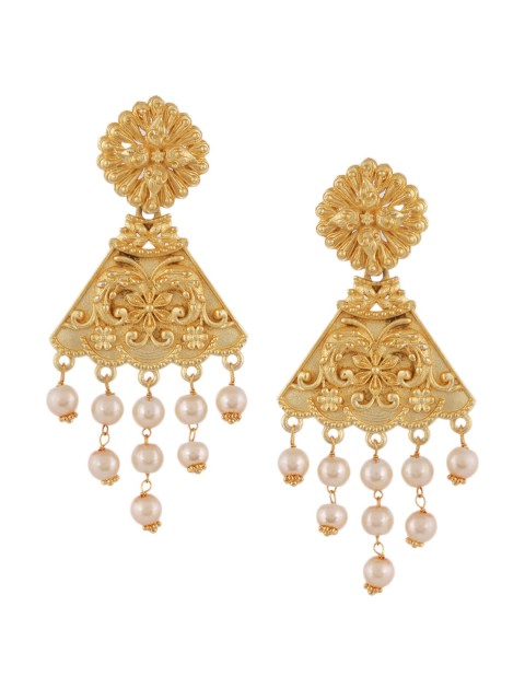 

Silvermerc Designs Gold-Plated & White Triangular Drop Earrings