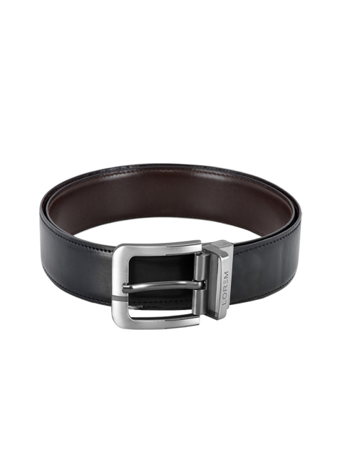 

LOREM Men Black Solid Reversible Belt
